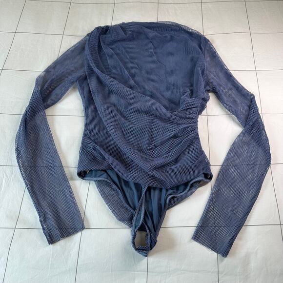 Intimately Free People Bodysuit Womens Large Periwinkle On My Way Mesh Thong - Picture 4 of 11